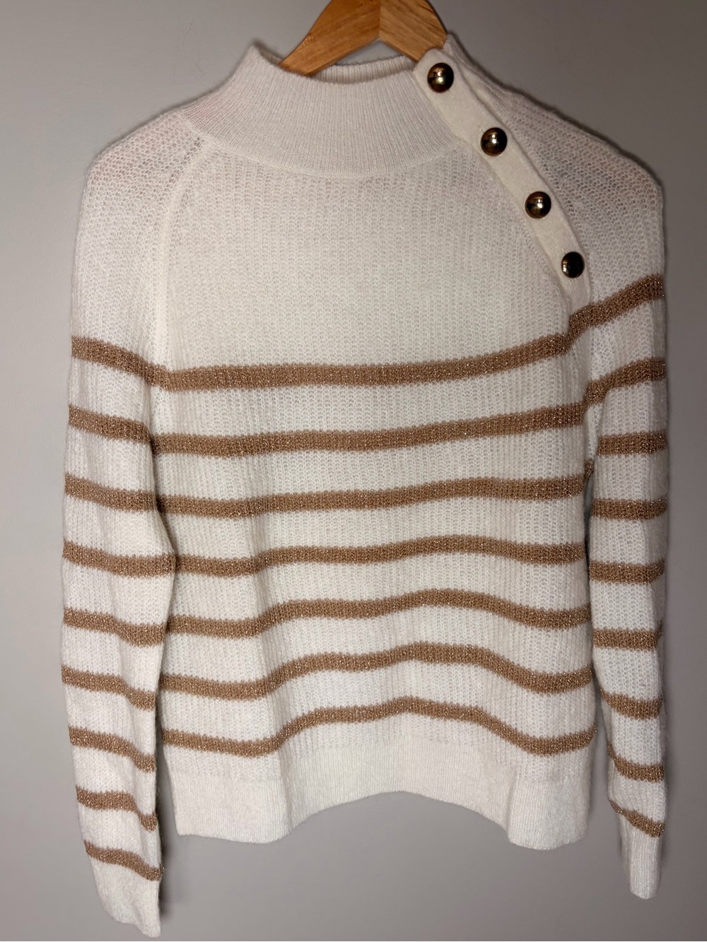 Sézane La Maille Mohair Merino Wool Metallic Stripe Sweater XS